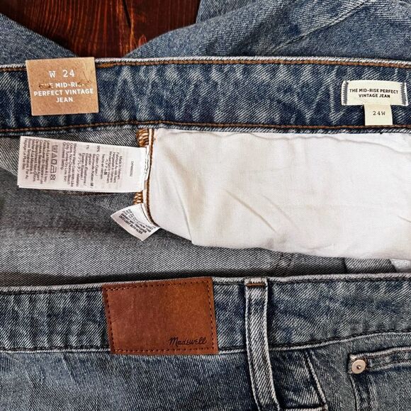 NWT Madewell Mid-Rise Perfect Vintage Jean Ainsdale Knee-Rip Size 24W - Picture 7 of 16